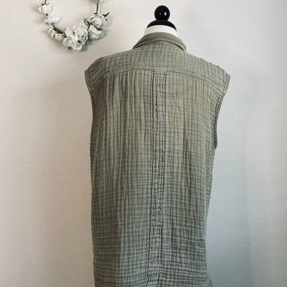 Free People Sleeveless Gauze Buttondown